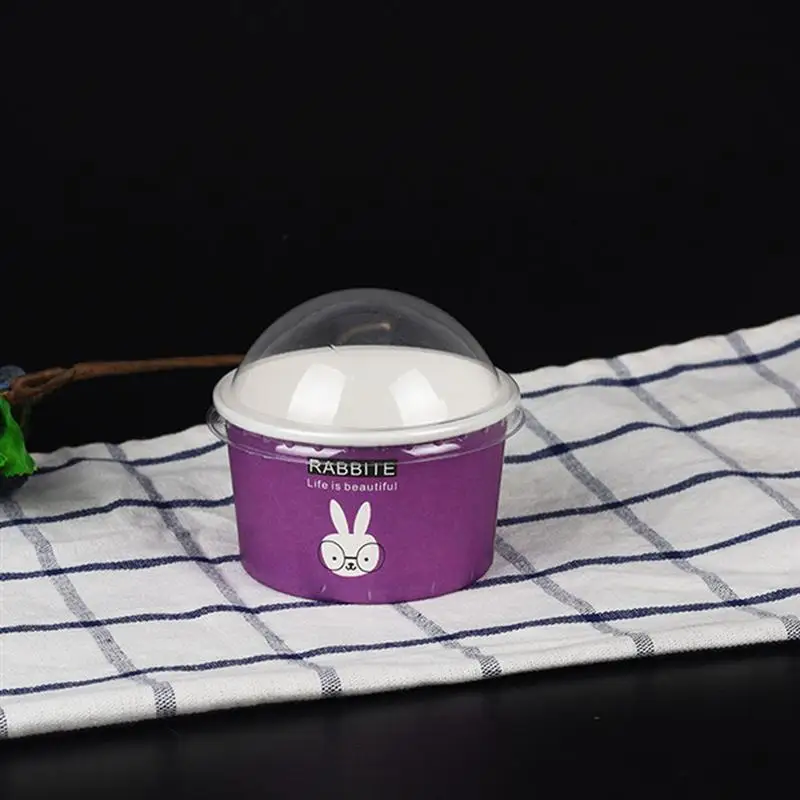 Одноразовые чашки с крышками 100 шт. 85/200 мл милая чашка для мороженого животными