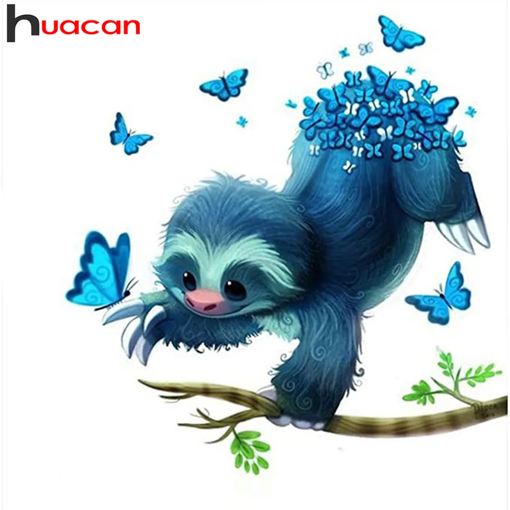

Алмазная живопись Huacan 5d Ленивец Фэнтези полная квадратная/Круглая Мозаика вышивка мультяшная бабочка животное алмазная живопись