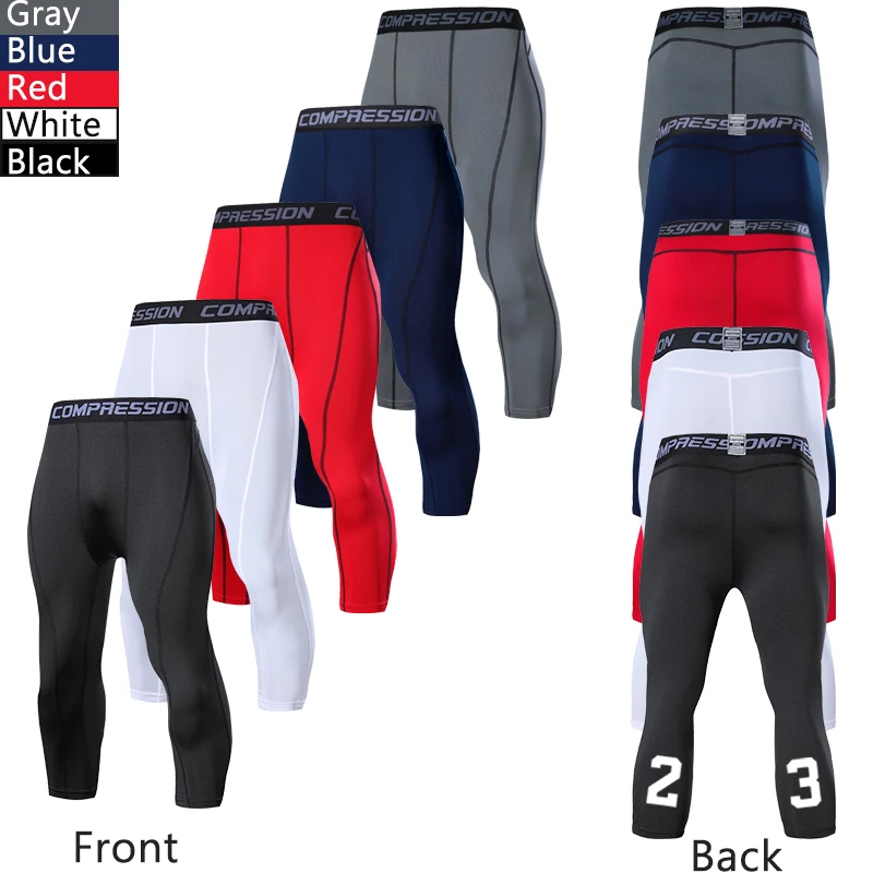Gym Running Cropped Pants Mens Joggings Elastic Compressions Sweatpant Football Basketball Racing Workout Leggings Male