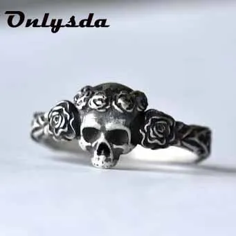 

Кольцо мужское с цветами и черепом, из нержавеющей стали 316L