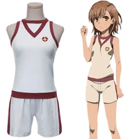 new a certain scientific railgun t cosplay misaka mikoto cosplay costume uniform tops shorts sports clothes outfit carnival