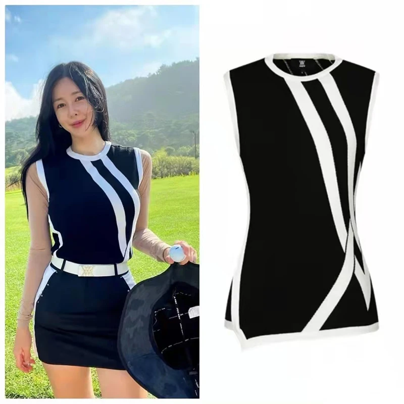 

New A new Autumn/Winter Ladies' Sweater Vest Leisure Sports Slimming Knit Vest Golf Sleeveless Sweater 골프 스웨터