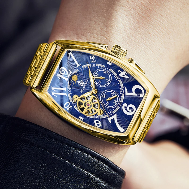 Мужские механические часы-скелетоны из нержавеющей стали |