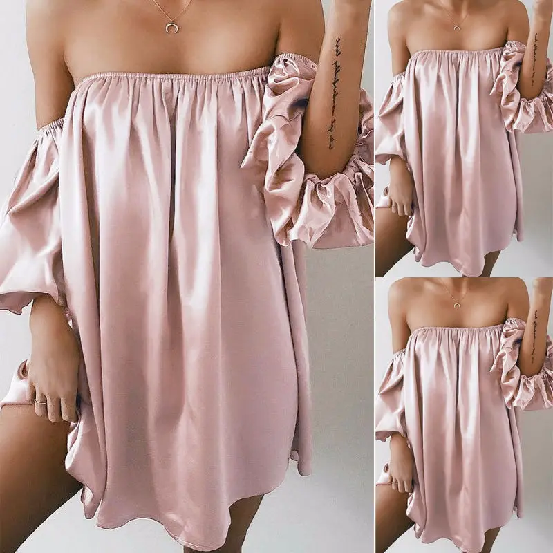 Женское пикантное летнее свободное повседневное мини платье с коротким рукавом