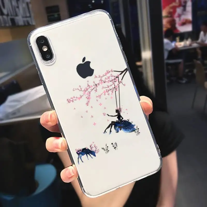

Eiffel Tower Fashion girl Phone Case Transparent for iPhone 6 7 8 11 12 s mini pro X XS XR MAX Plus