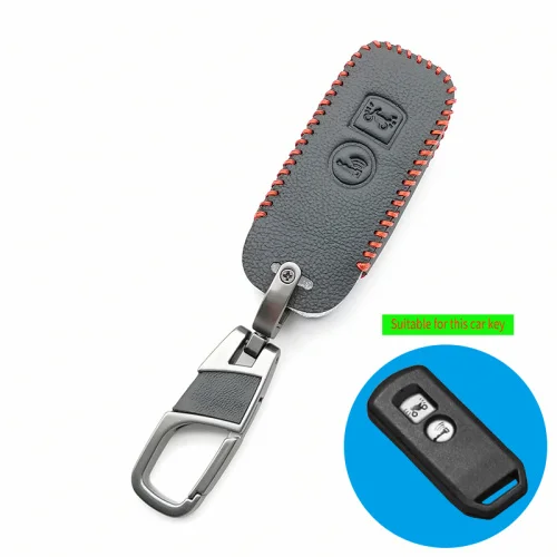 Black and keychain Кожаный чехол для мотоцикла, чехол для ключей Honda PCX 150 Hybrid X-ADV SH125 Scoopy SH300 Forza 125, защитный набор для дистанционного ключа мотоцикла - Название цвета: Black and keychain