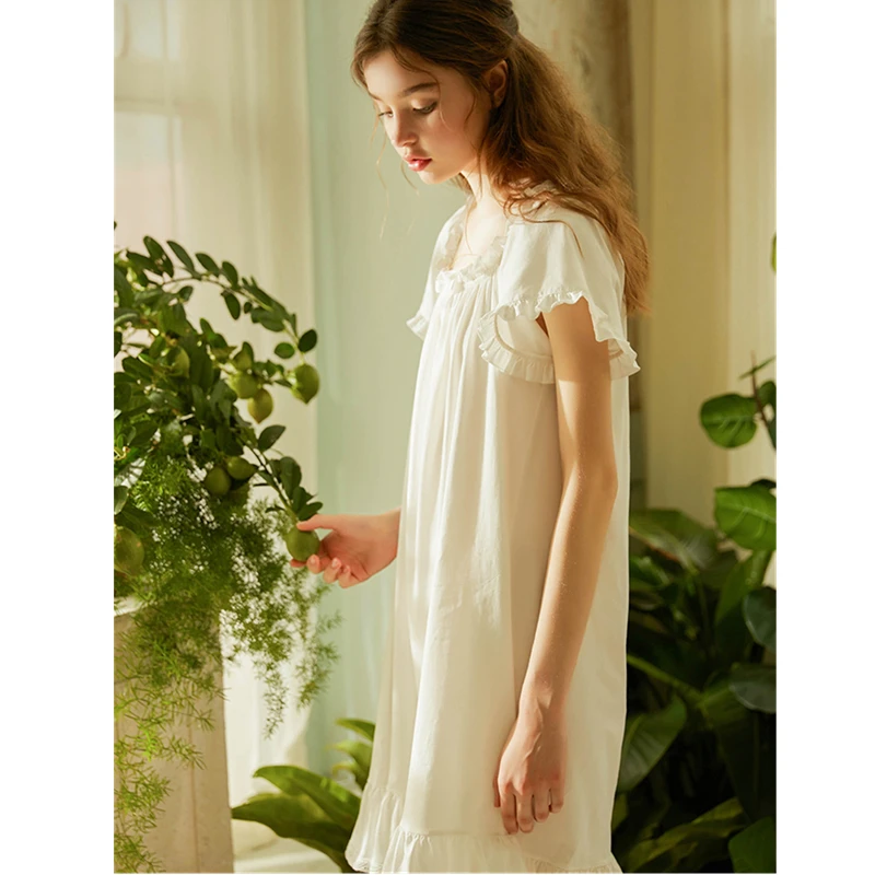 Винтажное ночное белье Женская домашняя одежда с коротким рукавом кружевное