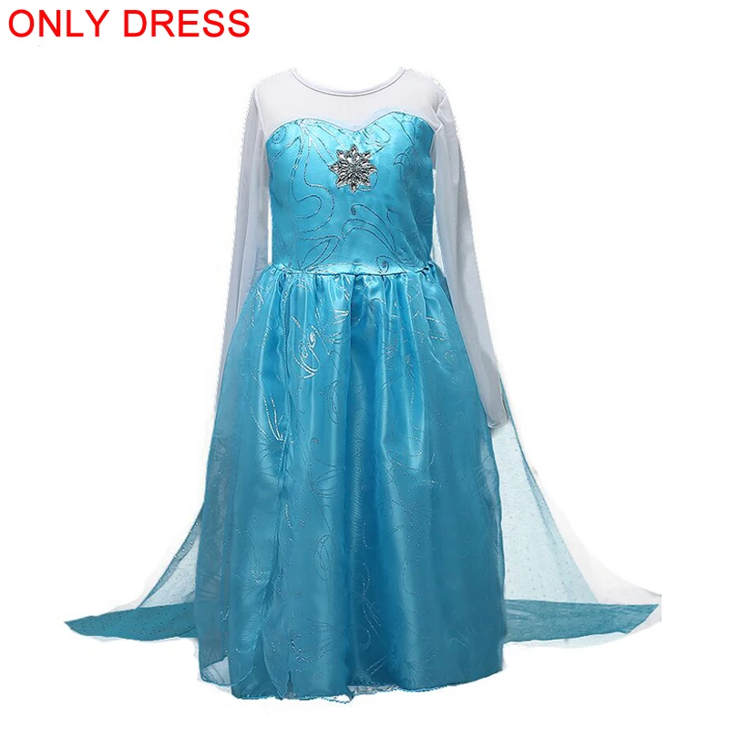 Платье принцессы Эльзы для девочек косплея с принтом Снежной королевы Анны