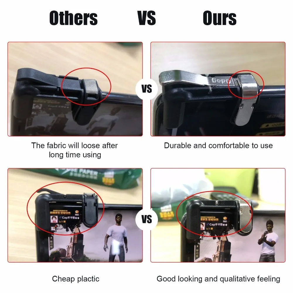 

2Pcs Gaming Trigger Fire Button Aim Key Smart phone Joysticks Game L1R1 Shooter Controller For COD PUBG Mobile For Call of Duty