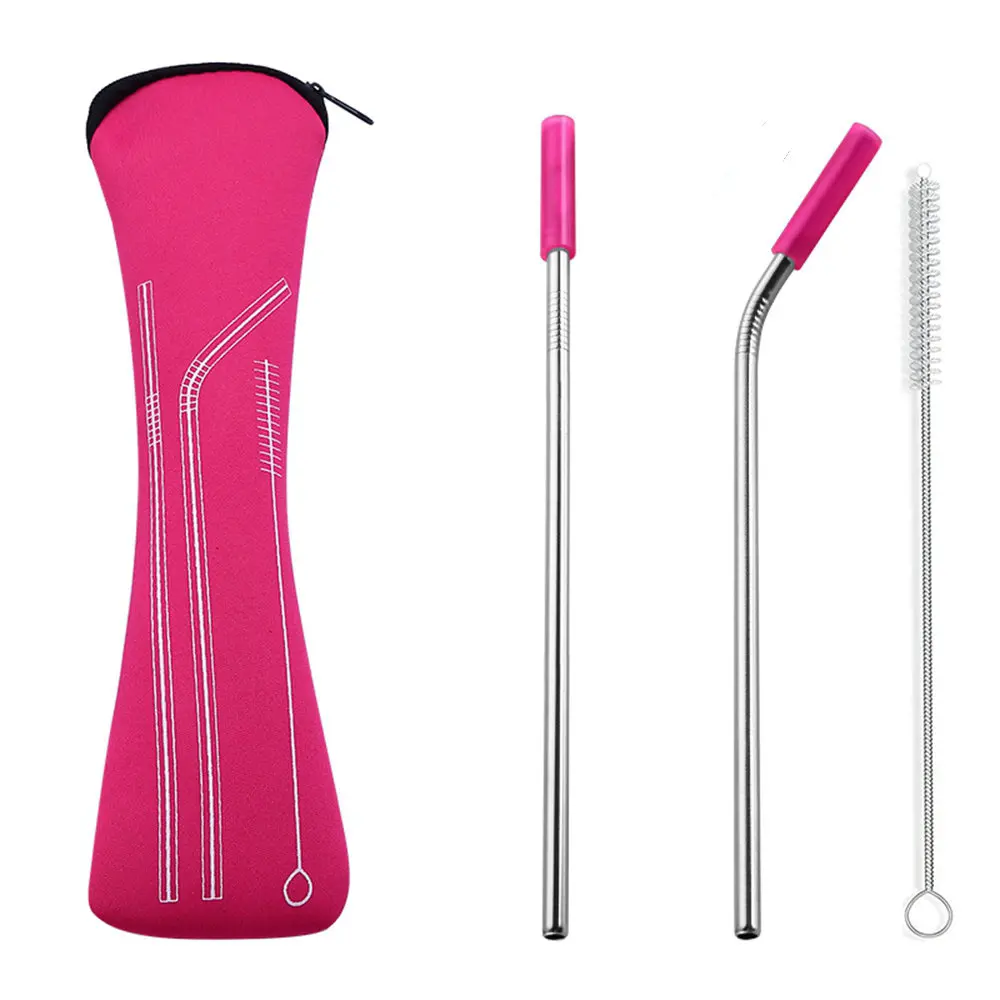 4 шт./компл. многоразовые Нержавеющая сталь соломинки прямые изогнутые для питья