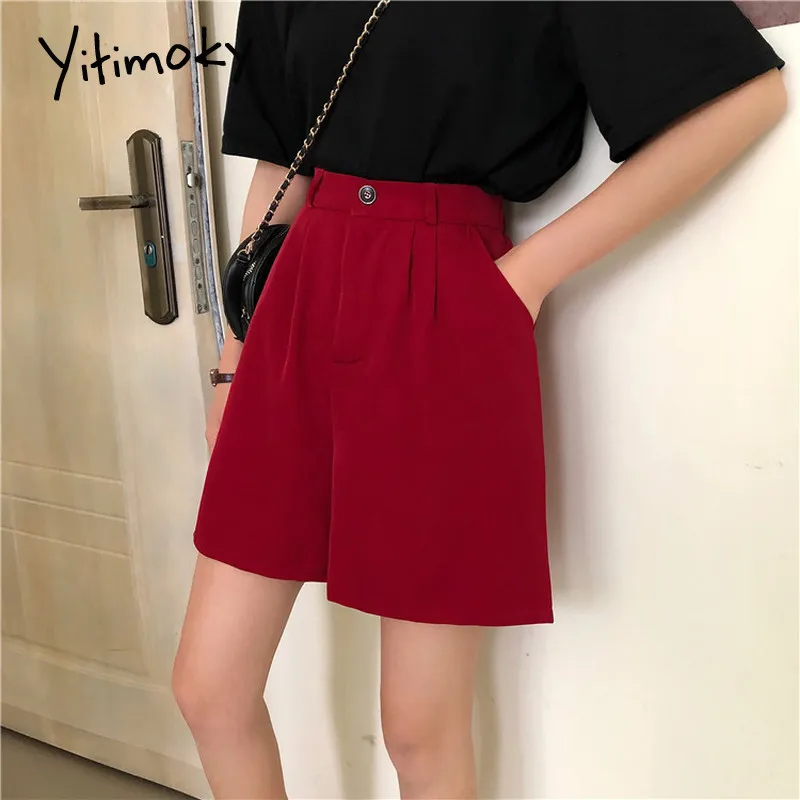 Шорты женские с завышенной талией официальные прямые короткие брюки в Корейском