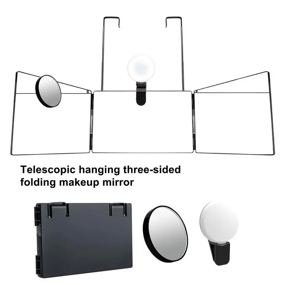 

Clear Anti-scratch 10X Magnifier Self Hair Cutting Styling Tri-fold Mirror with Fill Light for Family