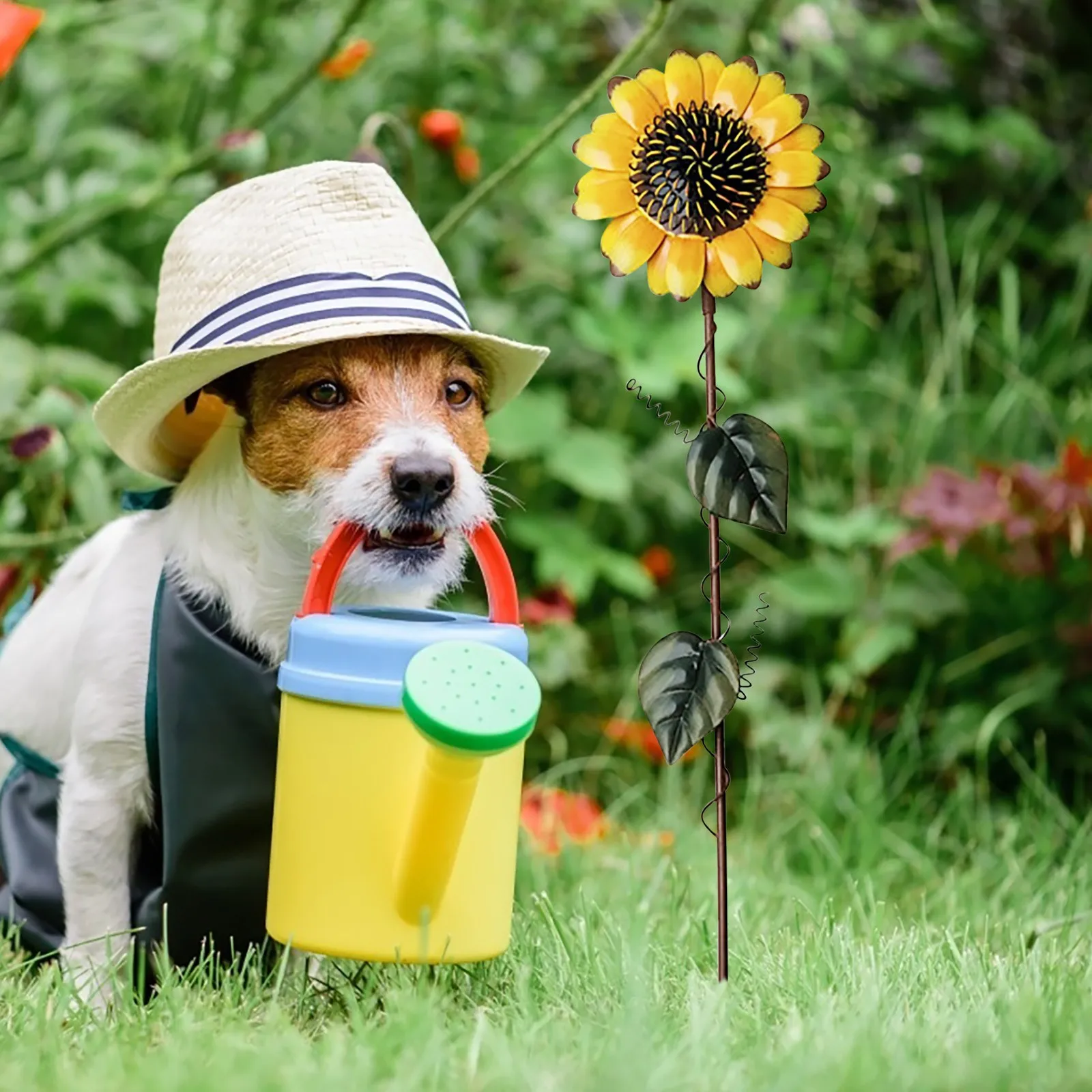 

1pc Vintage Simulation Sunflower Garden Stake Patio Yard Decor Metal Durable Hand Painted Flower Decoration For Garden Lawn