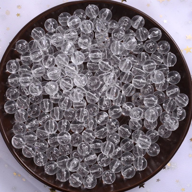 

4-16mm Acrylic Beads with Hole Transparent Color Round Shape Loose Spacer Beads for Jewelry Makeing Diy Handmade Accessories