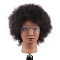 Afro Mannequin Head 100% Real Hair Hairdresser Training Head Manikin Doll Head for Hairstyle Hairdressing Cosmetology Salon Tool