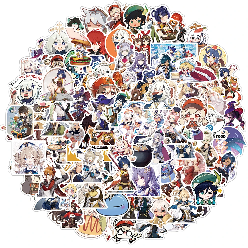 Наклейки Genshin с героями мультфильмов стикеры сделай сам для сноуборда ноутбука