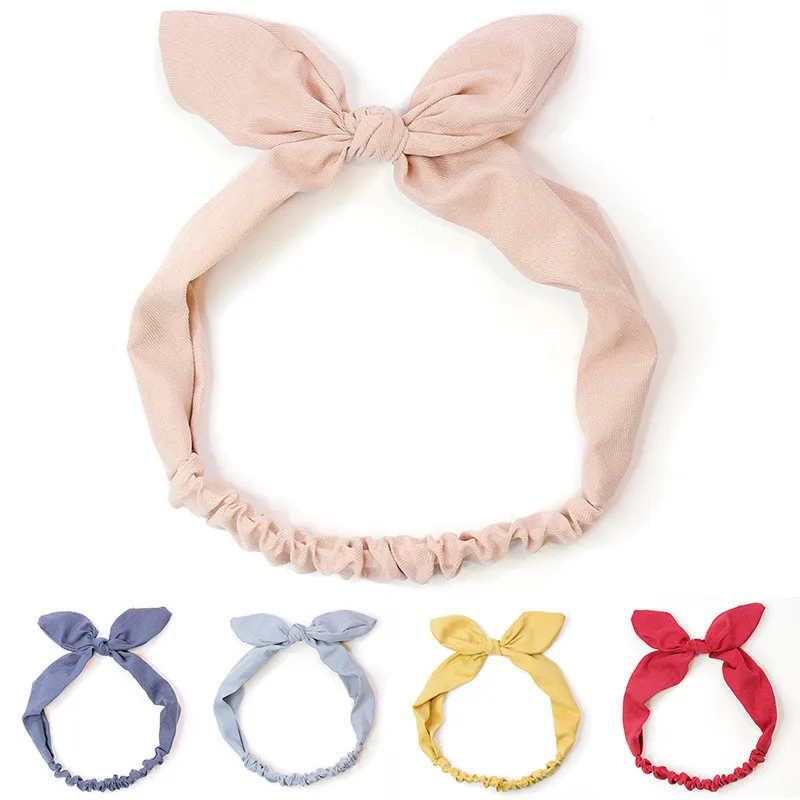 

1PC Rabbit Ears Head Bands Soft Solid Striped Elastic Makeup Hair Bands For Women Girls Simple Handmade Hair Accessories Holder