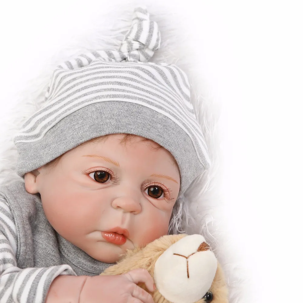 55 см полностью силиконовая кукла Reborn Baby Doll Toys 22 дюйма для новорожденных мальчиков