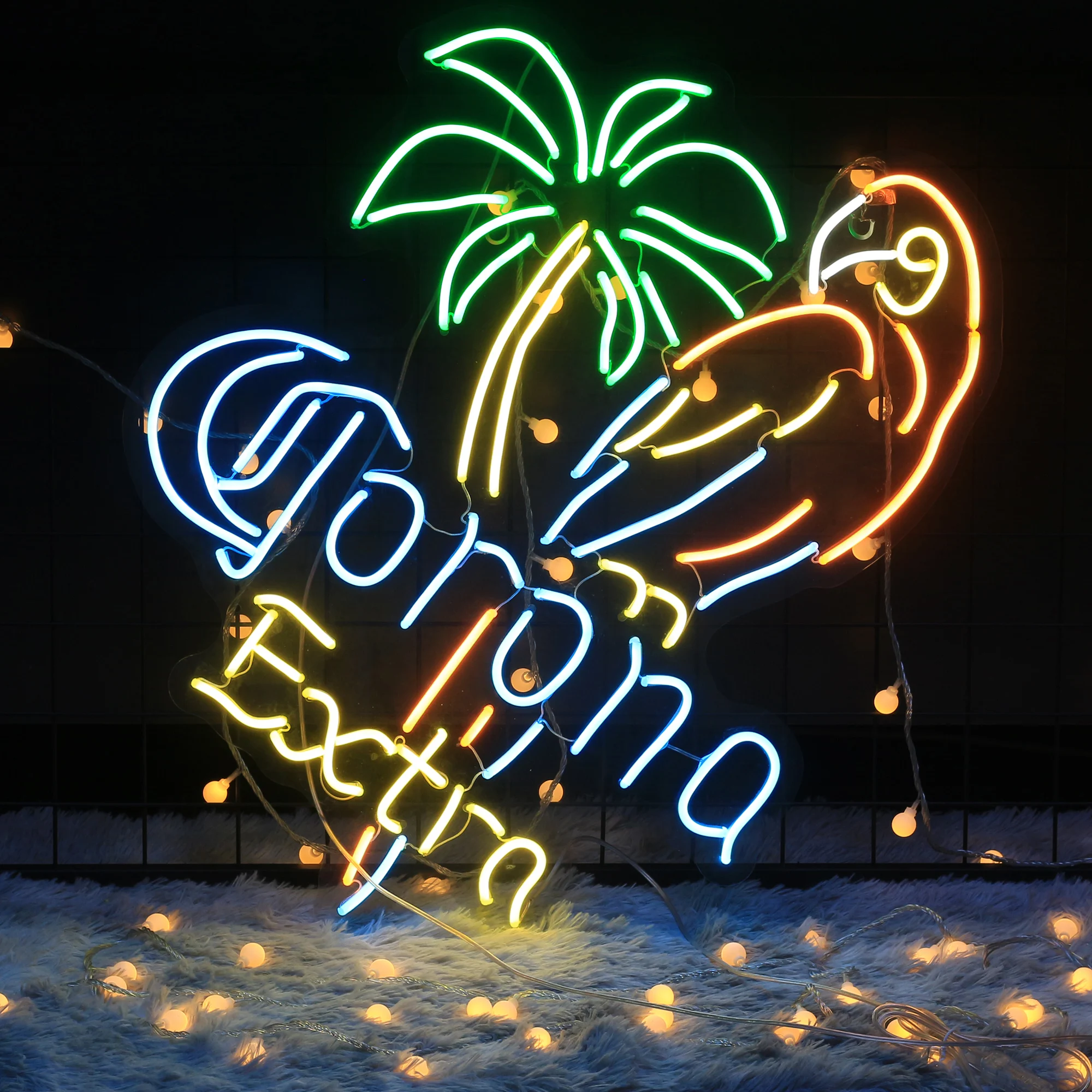 

Custom Bar Sign, Corona Extra Parrot Palm,Personalized birthday gif Neon Sign Beer Pub Club Decor,Led Neon Light Cafe Party Home