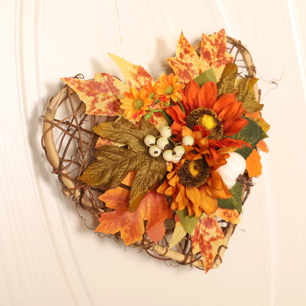 

Autumn Maple Leaf Wreath Thanksgiving Halloween Door Garland Decor
