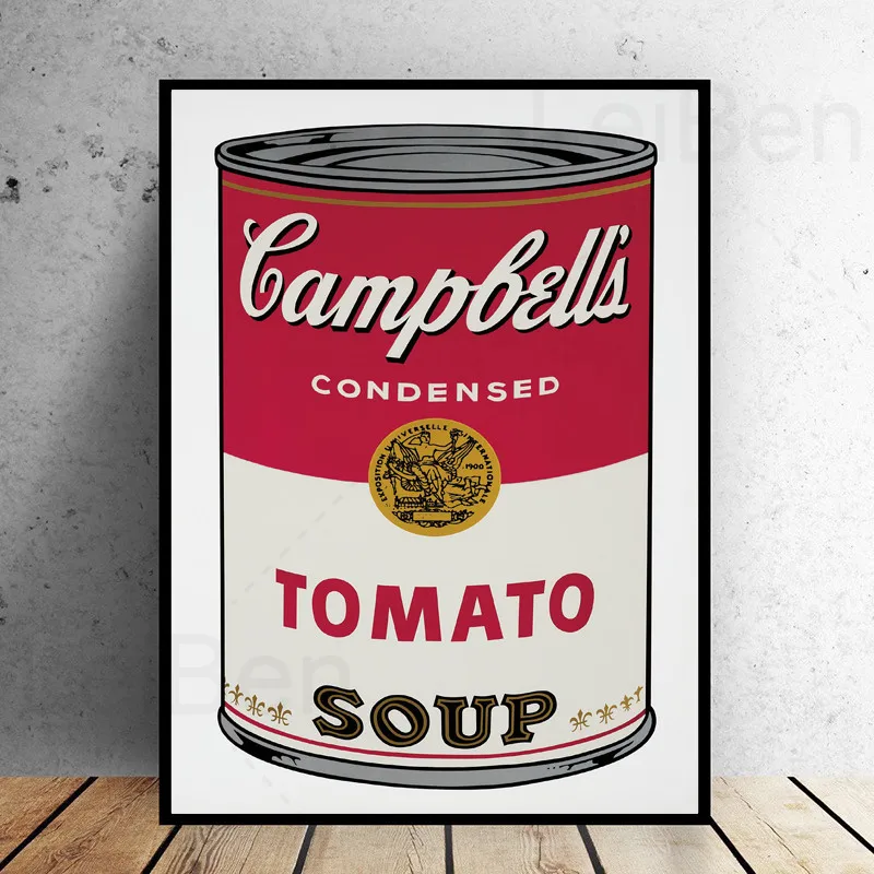 

Nordic Art Posters and Prints Andy Warhol Tomato Soup Abstract Canvas Painting Frameless Picture Home Decor Kitchen Dining Room