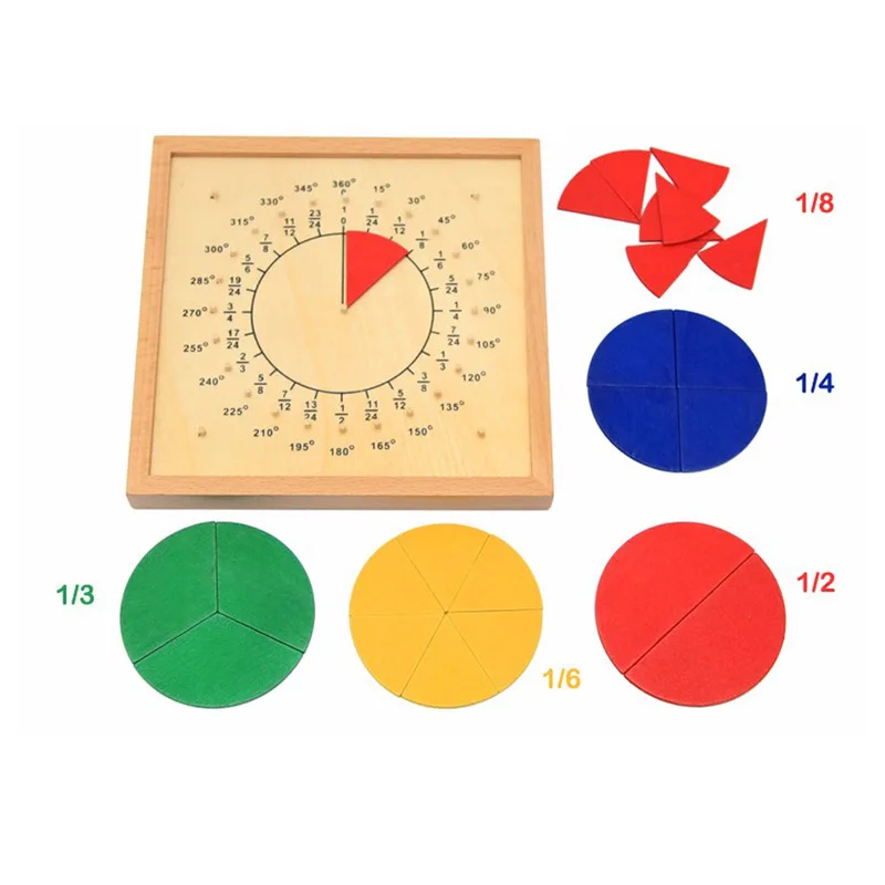 

JaheerToy Montessori Educational Toy Children's Toys Mathematics Teaching Aid Fractional Plate Circumference Ratio Wood