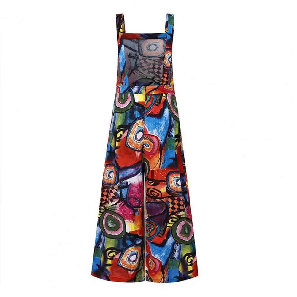 

Printed Sleeveless Jumpsuits Women Loose Wide Leg Overalls Sleeveless Backless Jumpsuit Dungarees Women Romper combinaison femme
