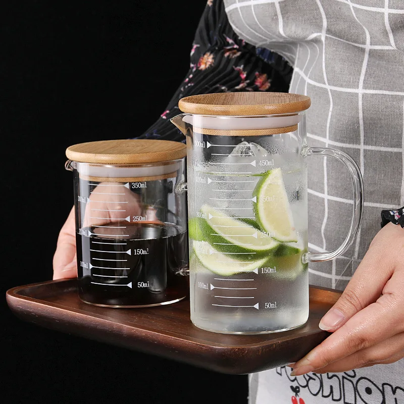 Стеклянная бутылка с бамбуковой крышкой чашка для магазина подарка на заказ