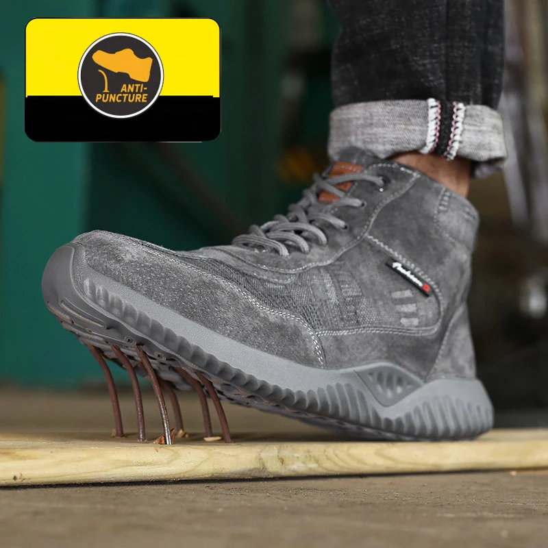 Мужская дышащая обувь с высоким берцем защитная Рабочая со стальным носком