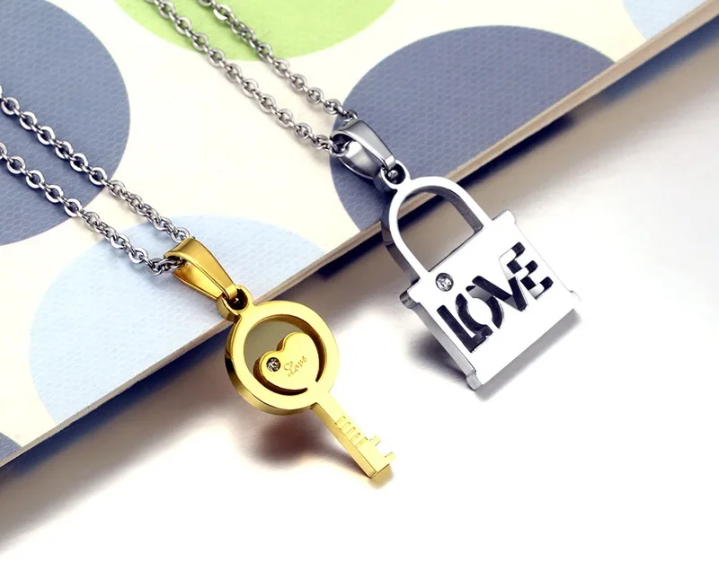 

FXM stainless steel necklace hot sell top quality single women 23mm lock key gift women jewelry