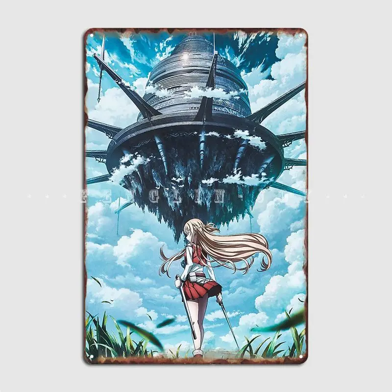 

Sword Art Online Progressive Poster Metal Plaque Wall Mural Garage Club Customize Plaques Tin Sign Posters