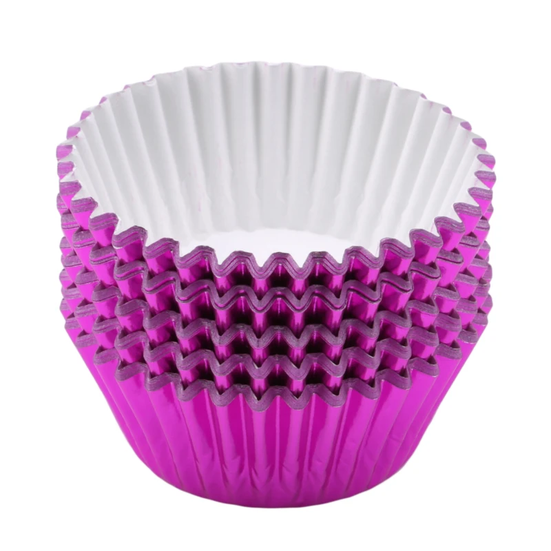 

100Pcs Aluminum Foil Muffin Cupcake Paper Cups Silver Cupcake Liner Baking Cups Tray Cases Wedding Caissettes Cupcake Wrapper