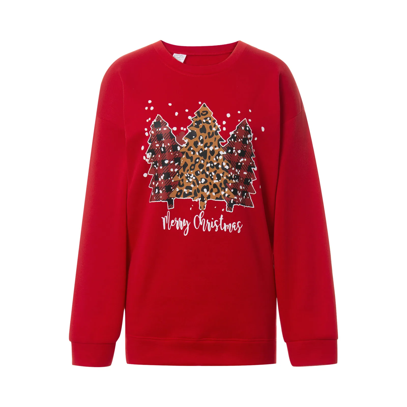 

Women Long Sleeve Hoodies Sweatshirt Christmas Tree Letter Print Pullovers Fall Winter Fashion Round Neck Tops