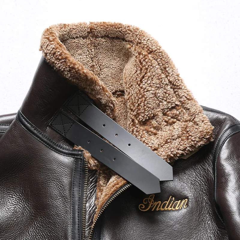 Куртка-бомбер мужская из натуральной овечьей кожи с меховой подкладкой | Мужская