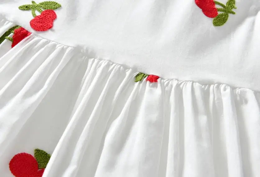 Baby girl summer sweet cherry embroidered princess dress kids casual sleevless a-line | Детская одежда и обувь