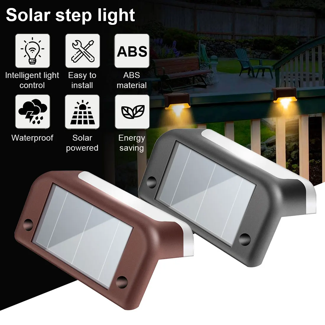 

Hot Solar Power Stair Wall Light Outdoor Waterproof LED Solar Lamp Garden Landscape Step Deck Lights Balcony Fence Light