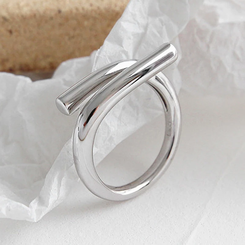 Женское кольцо MEETSOFT с серебряным покрытием простое регулируемое белым железным