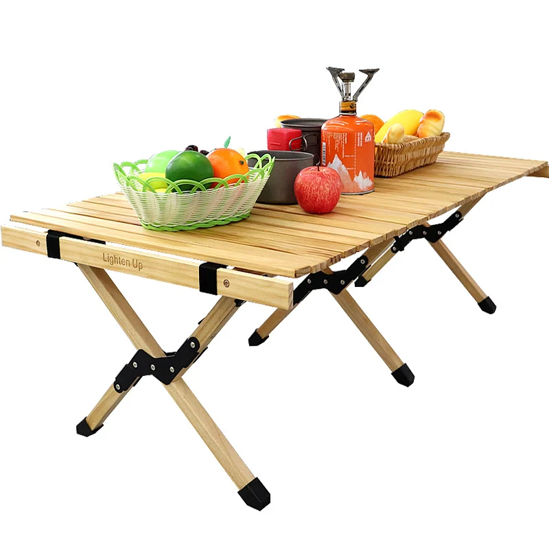

Portable Foldable Solid Wood Furniture Egg-roll Table for Travel Outdoor Camping BBQ Picnic Fishing