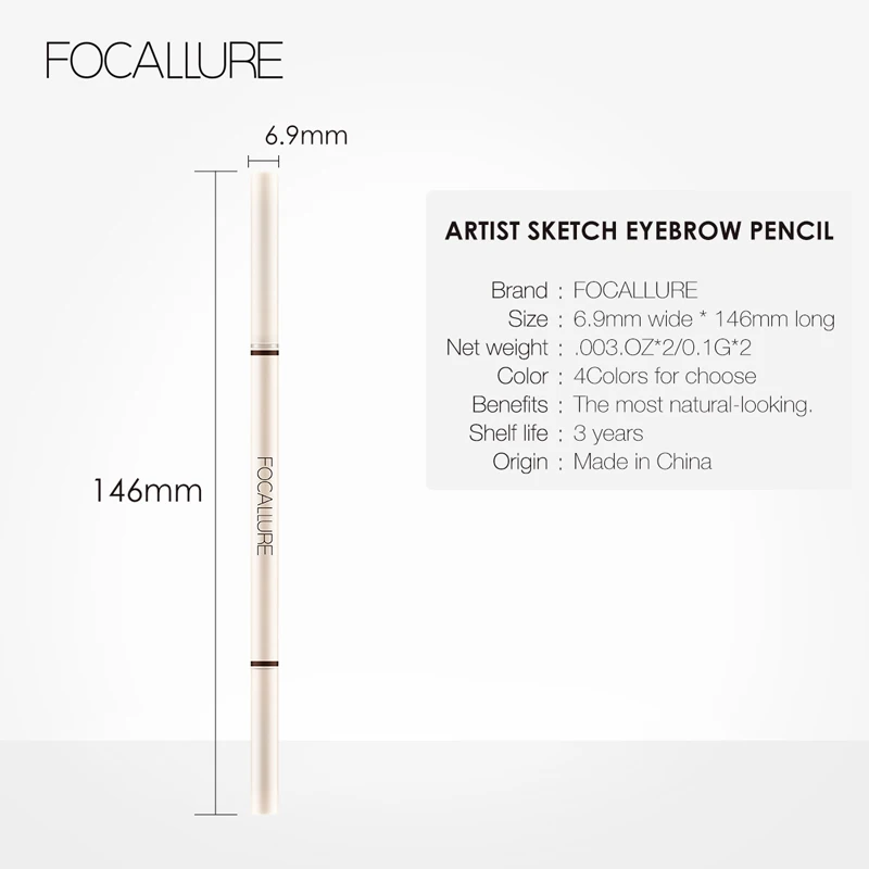 FOCALLURE Artist Sketch карандаш для бровей водостойкий натуральный стойкий макияж глаз тени для бровей 4 цвета брови макияж
