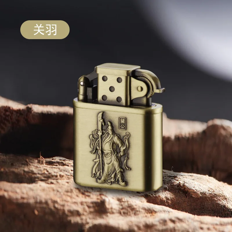

Personality Retro Inflatable Open Lid Push-type Ignition Straight Into The Blue Flame Windproof Metal Creative Lighter Men Gift