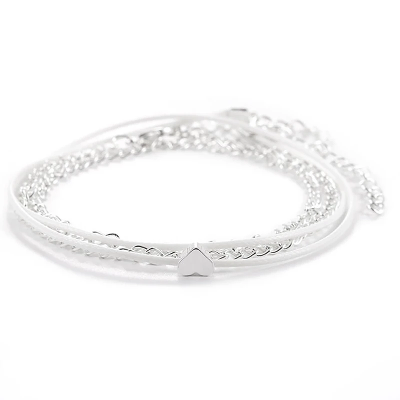 

Beach Romantic Love Style Multi-layer Anklets Bohemian Heart-shaped Peach Heart Double-layer Female Anklet