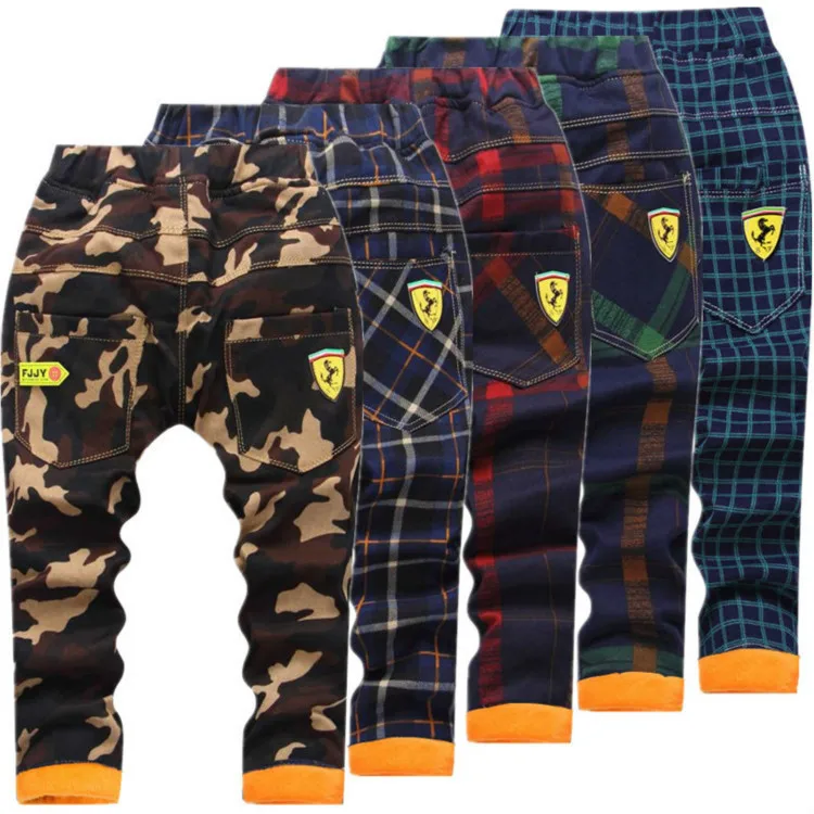 Новинка Зима 2019 повседневные камуфляжные клетчатые брюки для мальчиков детские