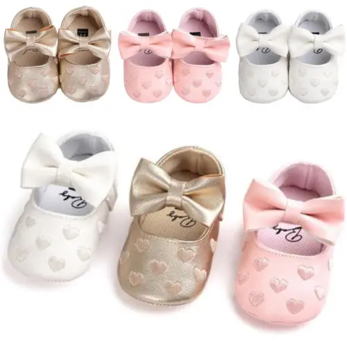 

Copy PU Leather Infant Baby Girl Newborn Bowknot Moccasins Soft Sole Prewalker Shoes