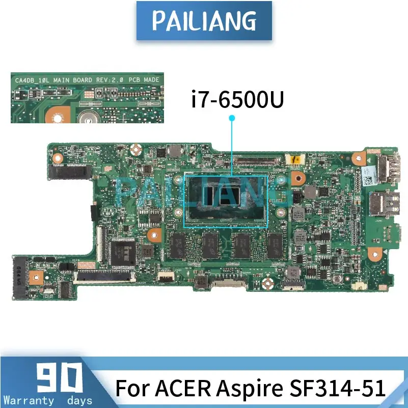 Материнская плата для ноутбука ACER Aspire SF314-51 i7-6500U Материнская плата ноутбука SR2EZ CA4DB_10L основная плата REV.2.0 продукции PCB тестирование ОК