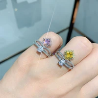 luxury 55 gemstone quartz citrine moissanite lab diamond women rings princess crown ring party fine jewelry accessories gifts