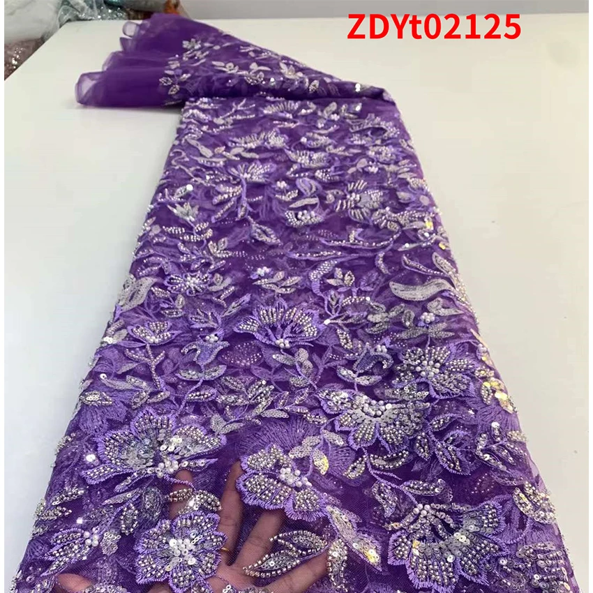 

Distinctive French Lace Cloth African Ankara Senior ​Sequin Material Silk Eco-Friendly Wedding Fabric ZDYT02125 A