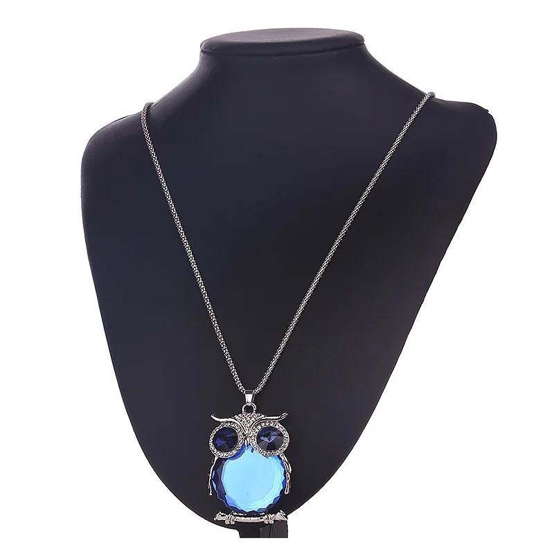 Crystal Owl Pendant Necklace Design Rhinestones For Women Sweater Long women Animal Clothing Accessories | Украшения и аксессуары