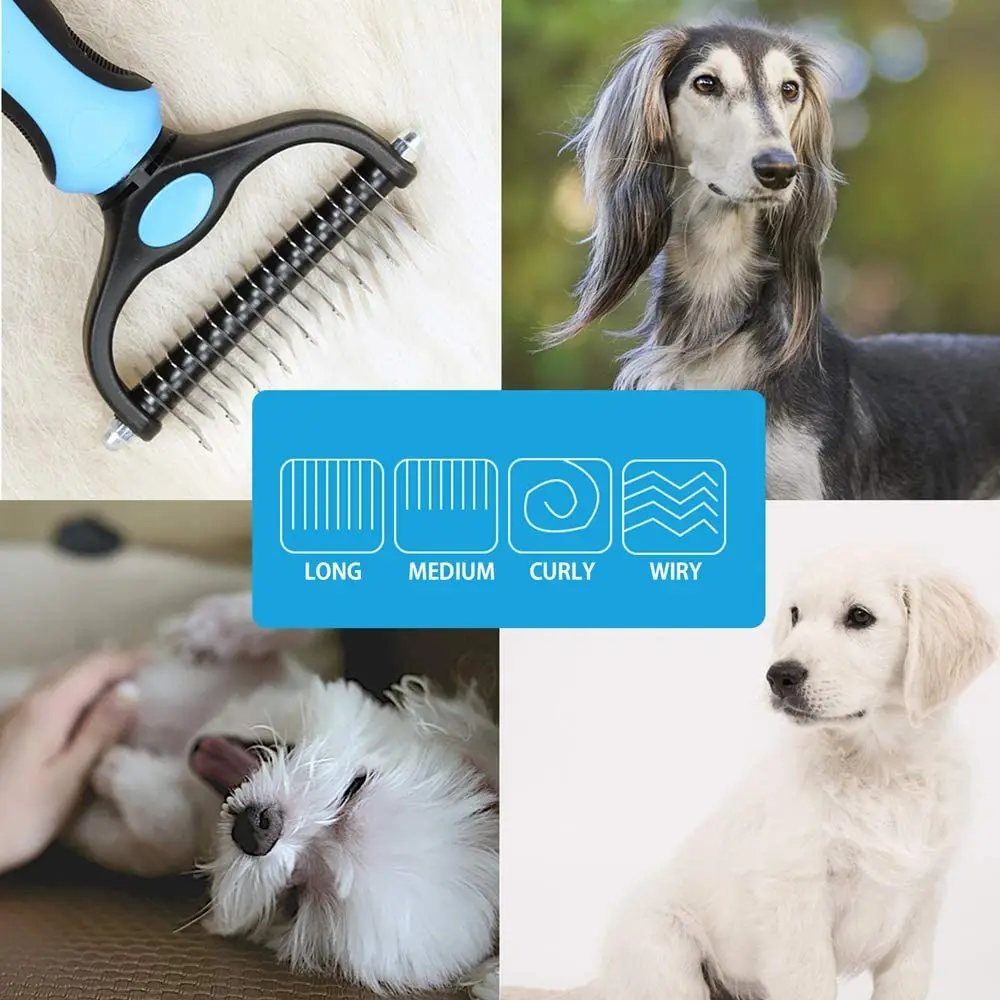 

Cat Dog Hair Removal Comb Pet Grooming Tool Shedding Tools Fur Trimming Dematting Deshedding Brush Blade Long Hair Curly Comb