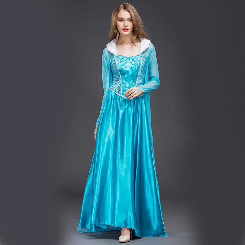 

2019 New Halloween Dress for Ice Ace Princess Dress Adult Cosplay Costume Snow White Cinderella Costume Casual Solid Club Dress