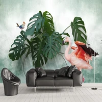 custom 3d photo wallpaper any size nordic small fresh turtle leaf flamingo background wall mural sticker papel de parede tapety